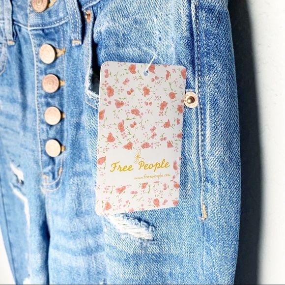 New Free People Blossom Rigid Soak Up The Sun Skinny Cropped Distressed size 26 - Picture 7 of 12